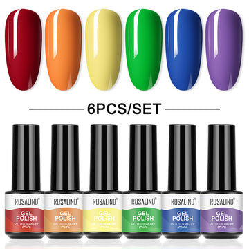 ROSALIND Mini Soak Off Gel Polish 6PCS/Set Bright For Nail Art Design LED/UV Lamp